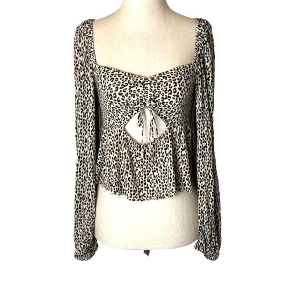 Urban Outfitters Tops - Urban outfitters cut out front crop top leopard print